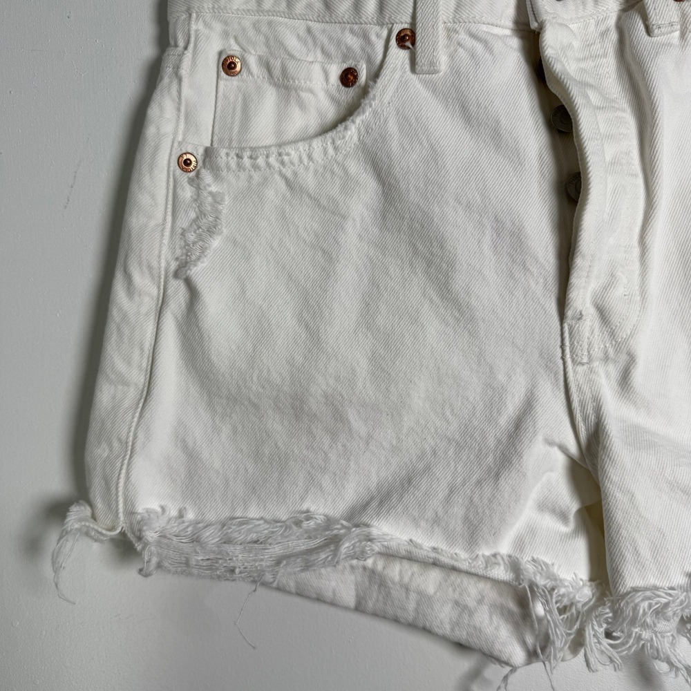 Pistola Denim Shorts Womens 26 White High Rise Frayed Raw Hem P00024451DR LUXWV - Picture 3 of 8